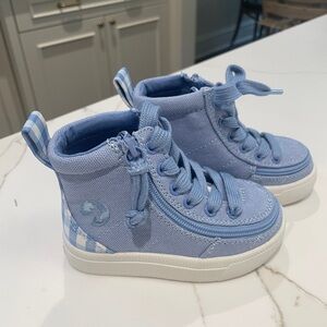 Brand New Blue Gingham Billy High-Top Toddler Sneakers - Size 5